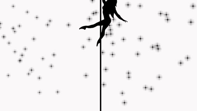 animation of the silhouette of a stripper girl who goes down the pylon