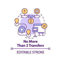 No more than two transfers concept icon. Building mobility service abstract idea thin line illustration. Isolated outline drawing. Editable stroke. Arial, Myriad Pro-Bold fonts used