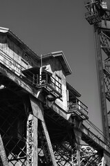 old abandoned factory in black and white