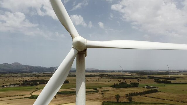 wind turbine with grey sky, guspini,south Sardinia
