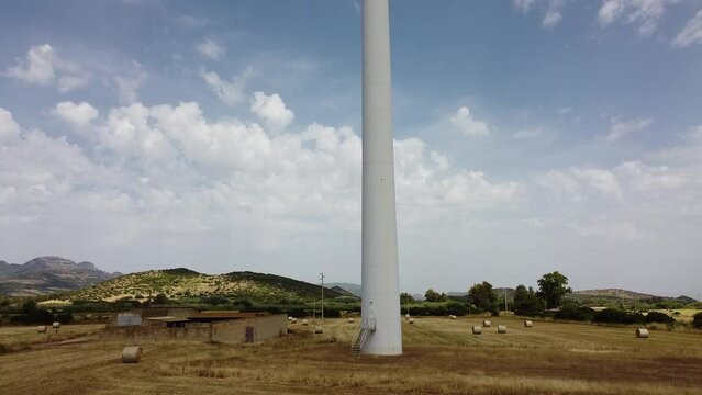 wind turbine with grey sky, guspini,south Sardinia
