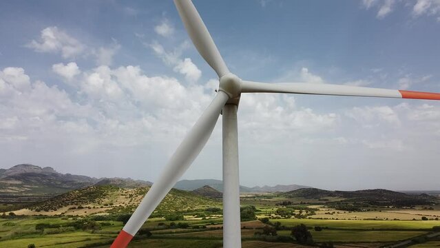 wind turbine with grey sky, guspini,south Sardinia
