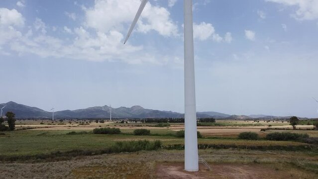 wind turbine with grey sky, guspini,south Sardinia
