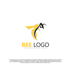 Fototapeta premium Bee logo icon vector illustration design. Bee animal logo modern concept