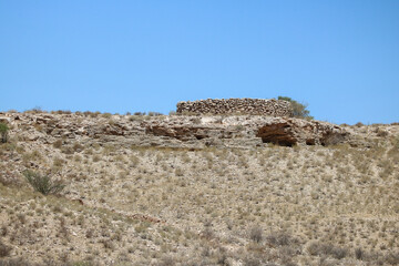 Old livestock kraal (meaning paddock in South Africa), Kgalagadi, South Africa