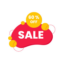 Sale 60, bubble banner design template, discount tag, buy now, vector illustration