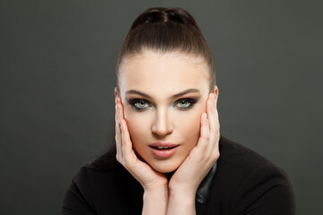 Fototapeta premium Beautiful woman face closeup portrait
