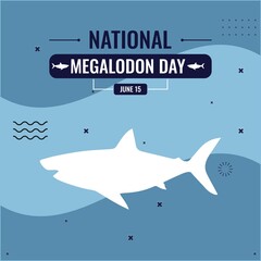 Megalodon Shark White Silhouette Vector Icon. National Megalodon Day Design Concept, suitable for social media post templates, posters, greeting cards, banners, backgrounds, brochures. Vector