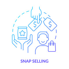 SNAP selling blue gradient concept icon. Successful sales technique abstract idea thin line illustration. Selling products to modern buyers. Isolated outline drawing. Myriad Pro-Bold font used