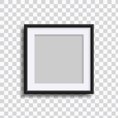 Square decorative frame with black white stripe with shadow on abstract background