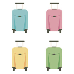 A set of suitcases. Travel luggage. Isolated on white background. Vector illustration.