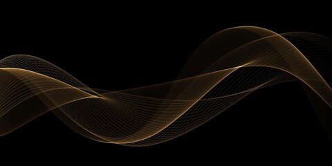 Abstract Golden Waves Background. Template Design
