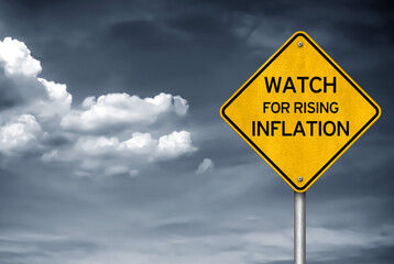 Watch for rising inflation - road warning - obrazy, fototapety, plakaty