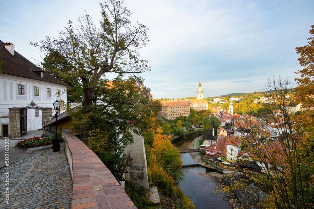 Canvas Prints Cesky Krumlov - oldtown city and river in Autumn, Czech Republic