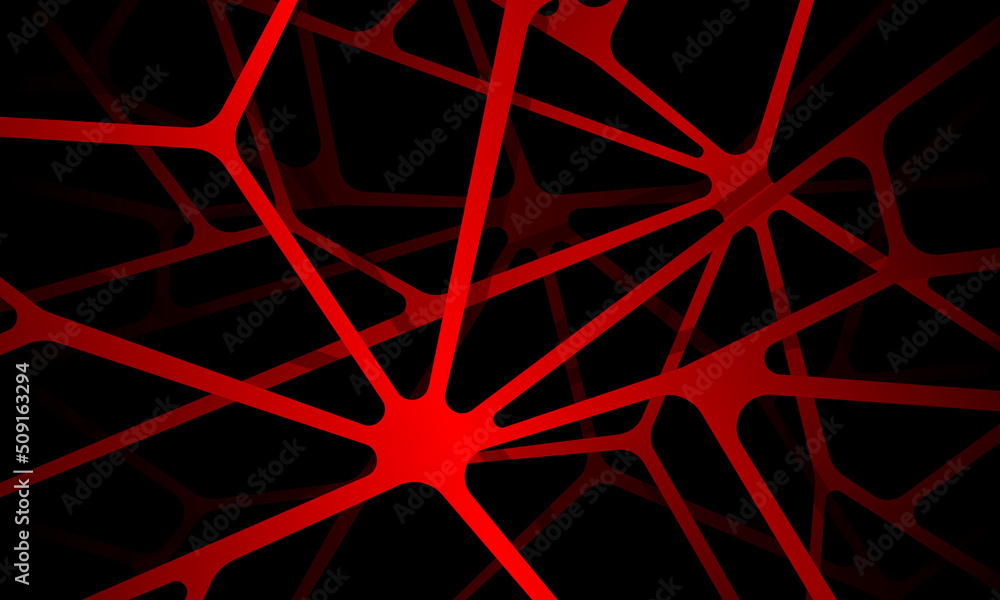 Poster abstract red metallic line crack overlap on black background pattern vector