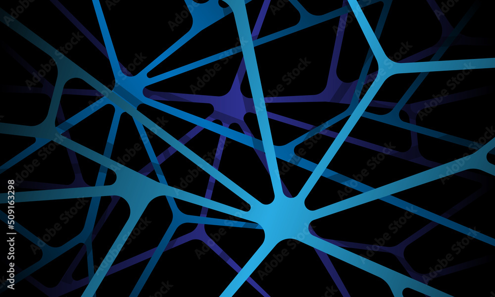 Poster abstract blue metallic line crack overlap on black background pattern vector