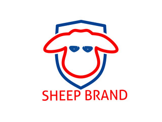 sheep logo in shield with simple design