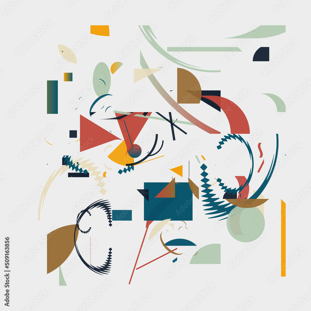 Poster abstract vector graphics made with generative art approach using geometric shapes