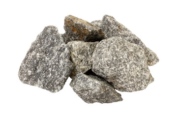 Gray stones isolated on white background. Gravel isolated on white background.