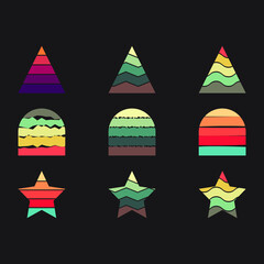 Retro vintage sunset background with different shape.