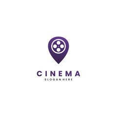 film roll with pointer logo design on isolated background