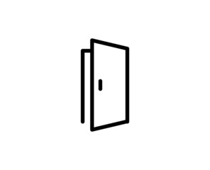 Door icon concept. Single premium editable stroke pictogram perfect for logos, mobile apps, online shops and web sites. Vector symbol isolated on white background.