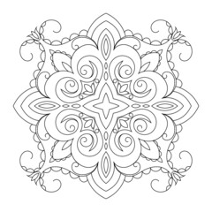 Zentangle inspired mandala zen doodle illustration with tribal boho chic ornaments. Oriental ornamental background.