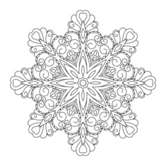 Zentangle inspired mandala zen doodle illustration with tribal boho chic ornaments. Oriental ornamental background.