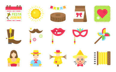 Festa junina related flat icon set