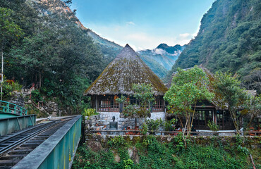 House in the Andean mountains. Aguas Calientes, Peru.