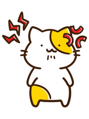 イライラして怒りっぽいかわいいねこのデフォルメイラスト