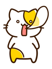 魂が抜けるかわいいねこの手書き風デフォルメイラスト