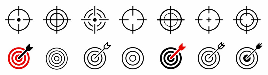 Target icon set. Goal.Set of goals. Target, call, goal icon. Target goal icon target focus arrow marketing aim. Vector illustration