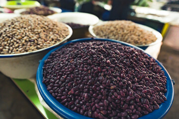 closeup view of bean seeds in Kutaisi bazaar, Georgia. High quality photo