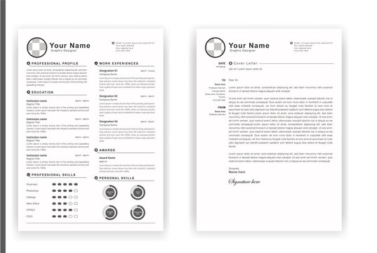 Professional CV or resume template design and cover letter 
