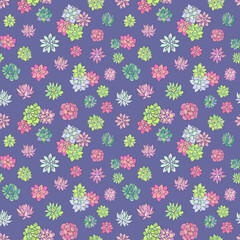 Seamless vector pattern of succulents. Background for greeting card, website, printing on fabric, gift wrap, postcard and wallpapers.	