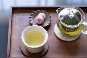 teatime with japanese green tea