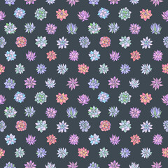 Seamless vector pattern of succulents. Background for greeting card, website, printing on fabric, gift wrap, postcard and wallpapers.	