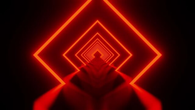 Red hell rhombus tunnel background VJ loop