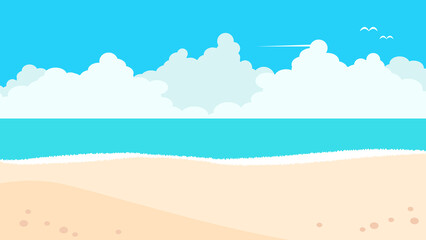 空と砂浜と海の背景イラスト