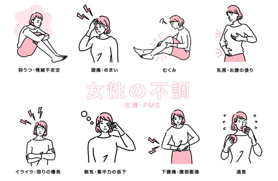 生理やPMSで起こる女性の不調のセット