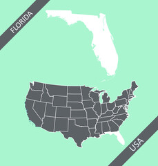 Florida map vector outline cartography