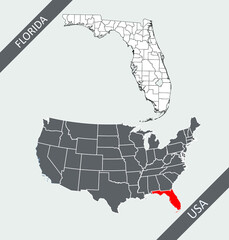 Florida county on USA map