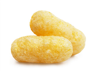 Two corn sticks close-up, isolated on white background