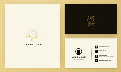 Beauty flower logo design feminine with business card template
