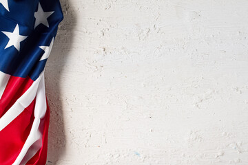 American Flag close up on white background for Memorial Day or 4th of July. Flag Day. National...