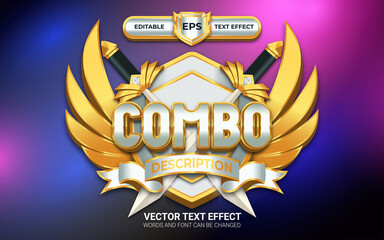 Combo Badge with Editable Text Effect and Golden Style