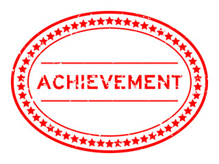 Grunge red achievement word oval rubber seal stamp on white background