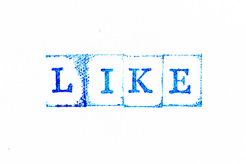 Blue color ink rubber stamp in word like on white paper background