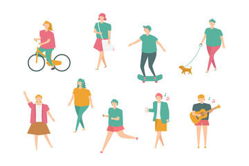 Fototapeta premium 街の人々のイラストセット